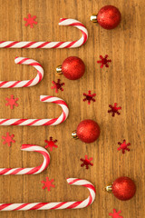 Candy canes with Christmas balls