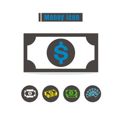 icons money colorful design vector line black on white backgroun