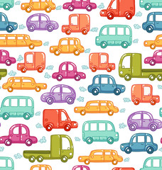 Doodle cars seamless pattern