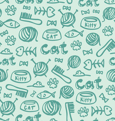 Cat stuff seamless pattern