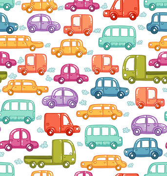 Doodle cars seamless pattern