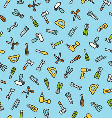 Working tools vector seamless pattern