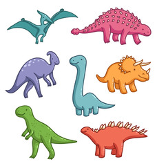 Cute dinosaurs vector collection