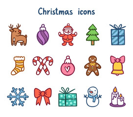 Winter holidays cute vector icons collection