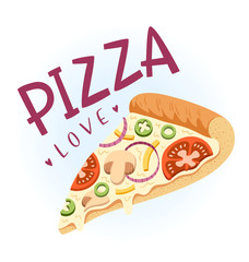 Slice of vegetarian pizza, vector illustration