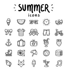 Set of 25 vector summer icons