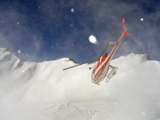 Snowy takeoff on French Alps