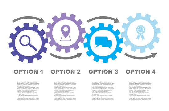 Four Step Vector Gear Infographic Template