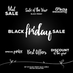 Set of calligraphic black friday labels