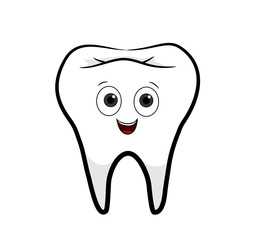 Tooth Cartoon. A hand drawn vector cartoon illustration of a happy tooth.