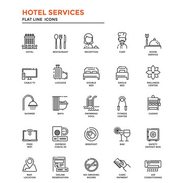 Flat Line Icons- Hotel Service
