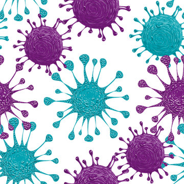 Abstract background with cells of virus and microbe. Vector illustration