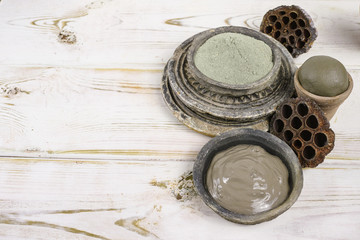 Ancient minerals - green clay powder and mud mask for spa and beauty