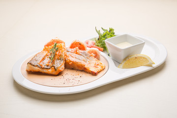 salmon steak with sauce