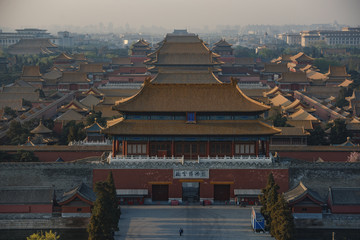 Beijing historic center, aerial view over the Forbidden City