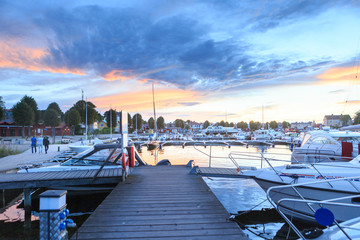 Obraz premium Sunset on Sandhamn Harbour, Sweden