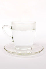 Warm water with stream of water on glass