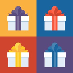 colorful gift box icon set, flat design