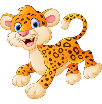 Cute leopard cartoon jump