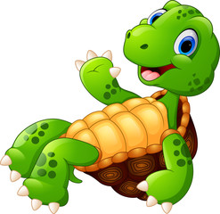 Naklejka premium Cute turtle cartoon posing