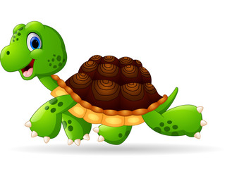 Fototapeta premium Cute turtle cartoon walking
