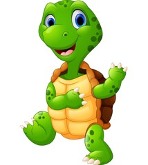 Fototapeta premium Cute turtle cartoon posing