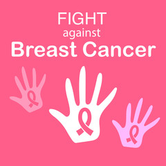 Pink ribbon breast cancer awareness symbol icon vector illustrat