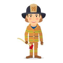 People profession character. Firefighter man vector illustration