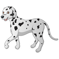 Cartoon illustration of a Dalmatian walking