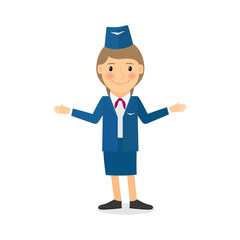 Stewardess vector character. People profession vector illustration
