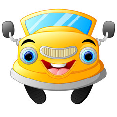 Yellow funny cartoon car