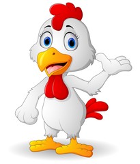 Cute rooster cartoon presenting