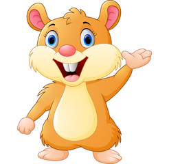 Cute mouse cartoon waving