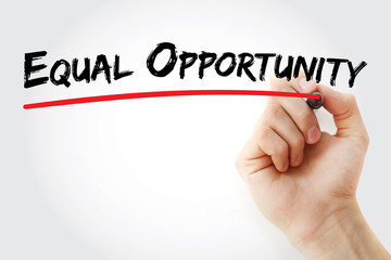 Hand writing Equal opportunity with marker, concept background