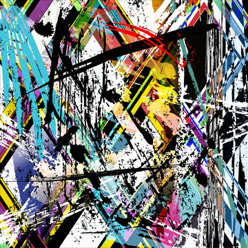 abstract background composition with paint strokes, splashes, st