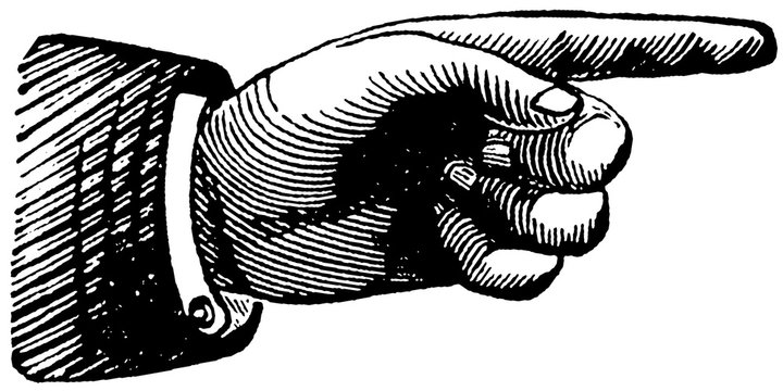 Vintage image finger pointing