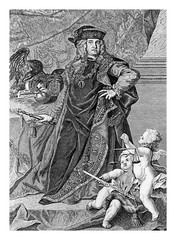 Engraving portrait of Charles VI, Holy Roman Emperor, King of Bohemia, Hungary,Croatia, Serbia und  Archduke of Austria, father of Maria Theresa Holy Roman Empress
