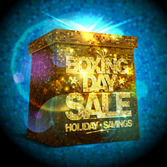 Boxing day sale design with golden gift box