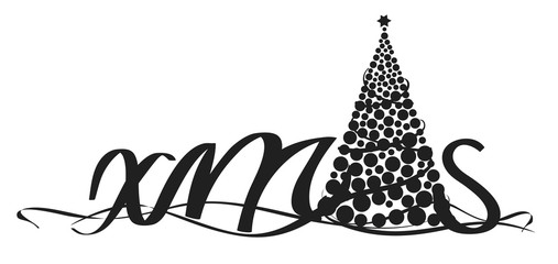 Christbaum im Xmas Schriftzug
