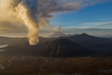 Mount Bromo volcano during sunrise, East Java, Indonesia.