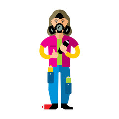 Vector Urban graffiti artist. Flat style colorful Cartoon illustration.