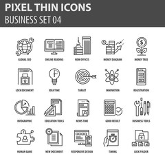 Modern thin line icons set for business