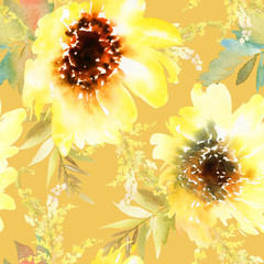 Sunflowers seamless pattern