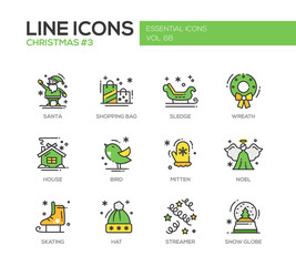 Fototapeta premium Christmas and New Year - line design icons set