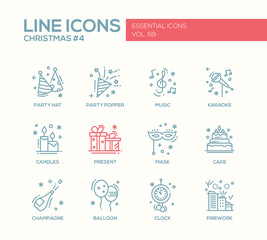 Christmas and New Year - line design icons set