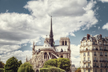 Notre Dame de Paris. Vintage style photo