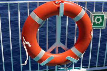 Obraz premium Life Buoy On The Deck Of Cruise Ship