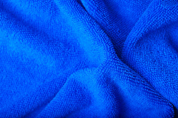 Fototapeta na wymiar Photo of blue wave microfiber fabric texture