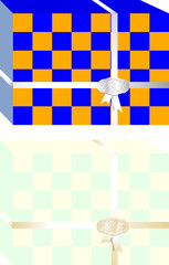Simple and elegant gifts boxes, decorated with ribbon around, orange blue green and yellow