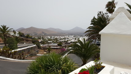 Fototapeta na wymiar Beautiful white villa on the Canary Island of Lanzarote